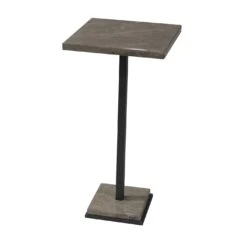 Square Double Light Emperador Gray Accent Table