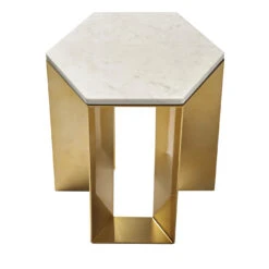 Alato Gold And White Marble Side Table By Antonio Saporito