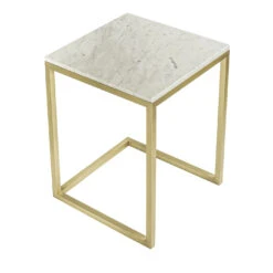 Esopo Brass And White Marble Side Table By Antonio Saporito