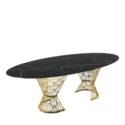 Gatsby Arabesque Table With Black Marquinia Marble Top