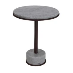 Round Double White Carrara Coppery Side Table #2