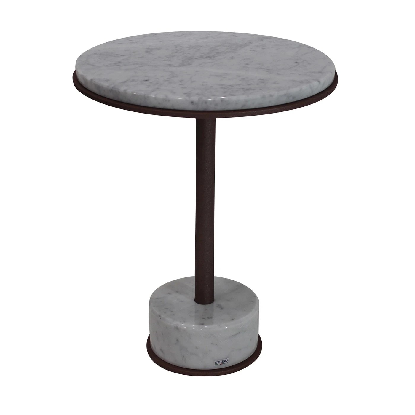 Round Double White Carrara Coppery Side Table #2 3 Round Double White Carrara Coppery Side Table #2