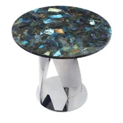 Buonanotte Round Labradorite & Chromed Side Table
