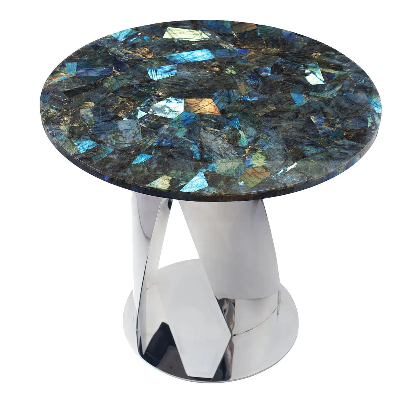 Buonanotte Round Labradorite & Chromed Side Table 3 Buonanotte Round Labradorite & Chromed Side Table