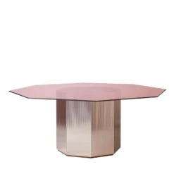 Sandra E Raimondo 180 Large Glass And Wood Pink Dining Table