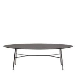 0128/S Yuki Oval Coffee Table With HPL Black Top By Ep Studio