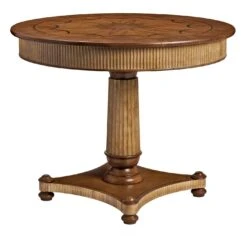 Round Table In Walnut And Lime Wood