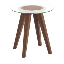 Attesa Tall Side Table With Glass Top