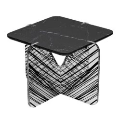 Alchimia Square Table With Black Marquinia Marble Top