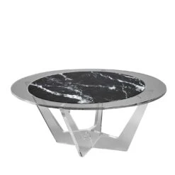 Hac Gray Oval Coffee Table With Carnico Marble Top