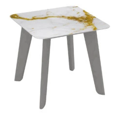 Owen Low Square Side Table With Gold And White Top