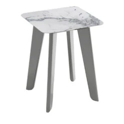 Owen Tall Square Side Table With Gray And White Top