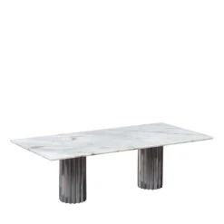 Doris Rectangular Dining Table In Carrara Marble