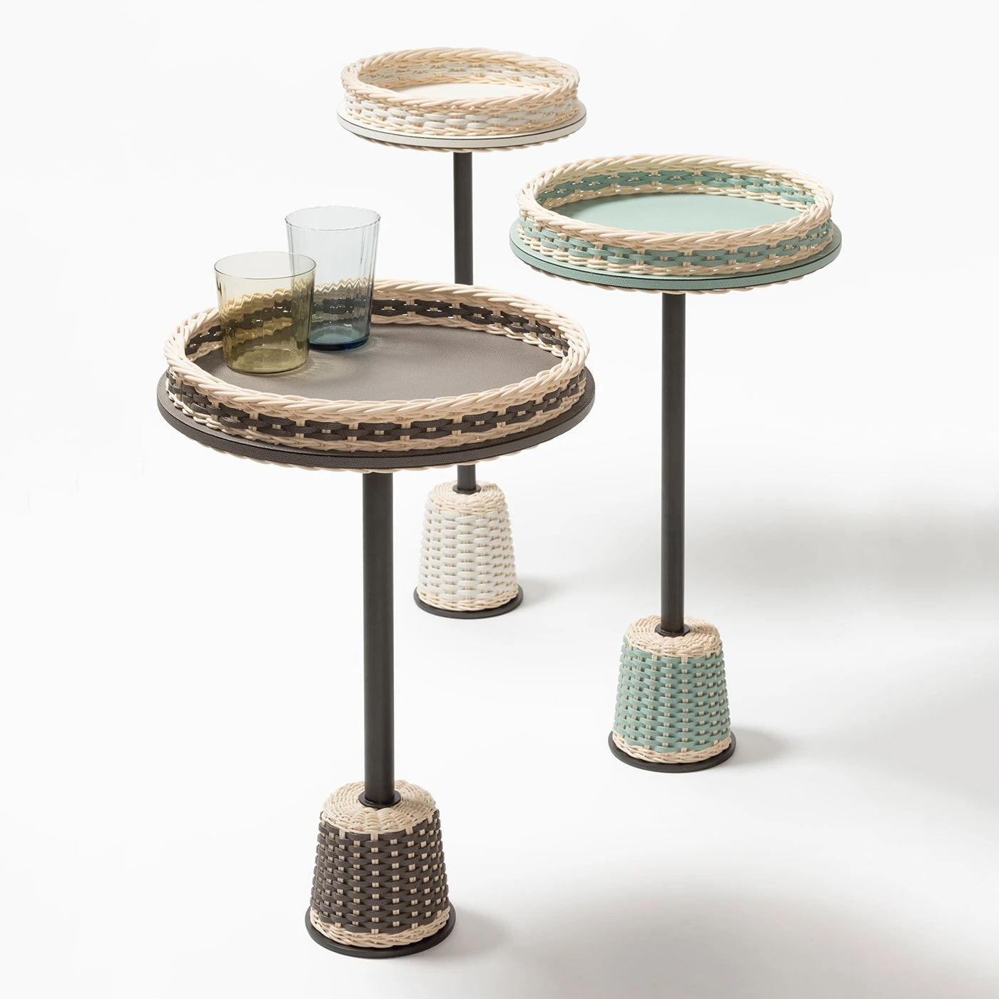 Matisse Leather & Rattan Side Table - Large 5 Matisse Leather & Rattan Side Table - Large - Image 3