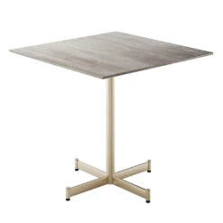 Fly Square Gray Ceramic Top & Champagne Base Bistro Table By Braid Design Lab