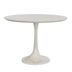 Goatskin Flute Round White Pedestal Table