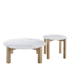 Moon 2-Piece Set Of White Marble Small Tables