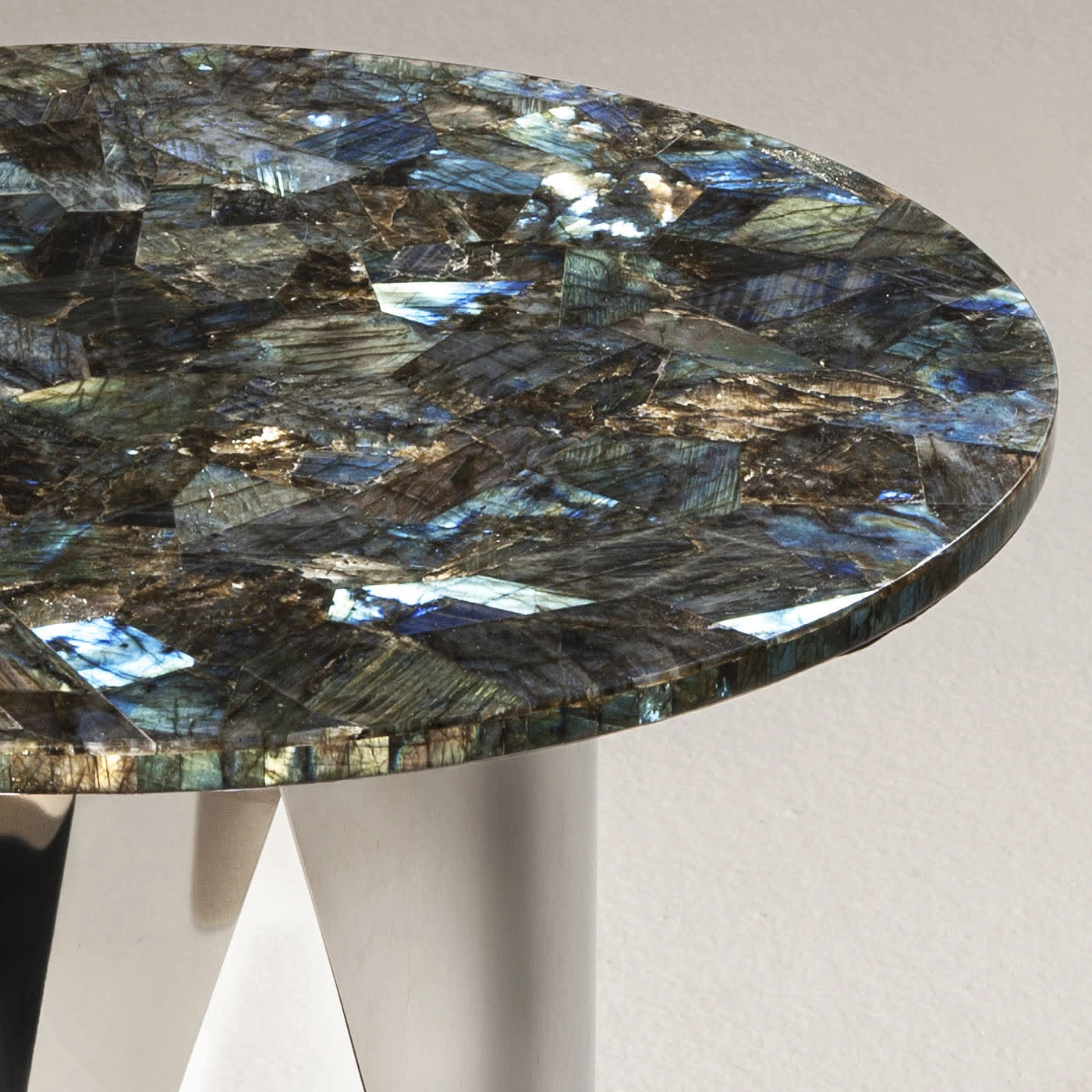 Buonanotte Round Labradorite & Chromed Side Table 5 Buonanotte Round Labradorite & Chromed Side Table - Image 3
