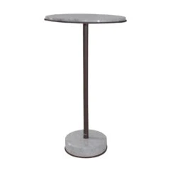 Round Double White Carrara Coppery Bistro Table